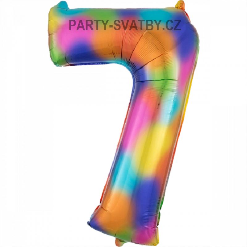 Balonek foliový 86cm číslice "7" duha