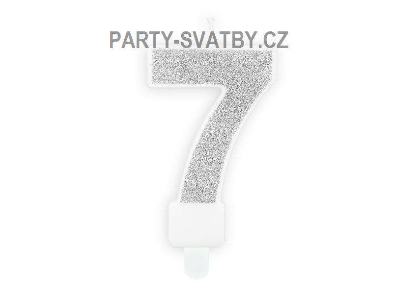 Narozeninové svíčky - číslo "7" glitter stříbrná
