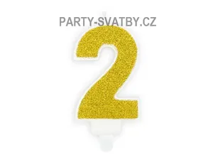 Narozeninové svíčky - číslo "2" glitter zlatá