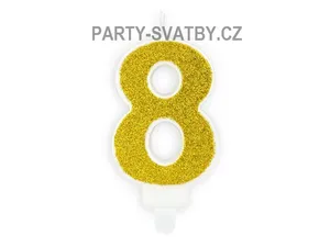 Narozeninové svíčky - číslo "8" glitter zlatá