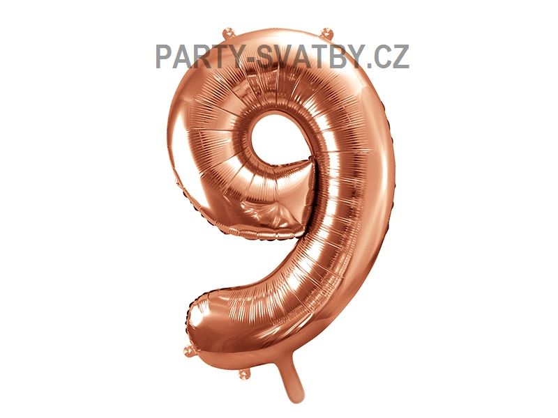 Balonek foliový 86cm číslice "9" růžovozlatá