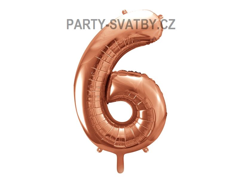 Balonek foliový 86cm číslice "6" růžovozlatá