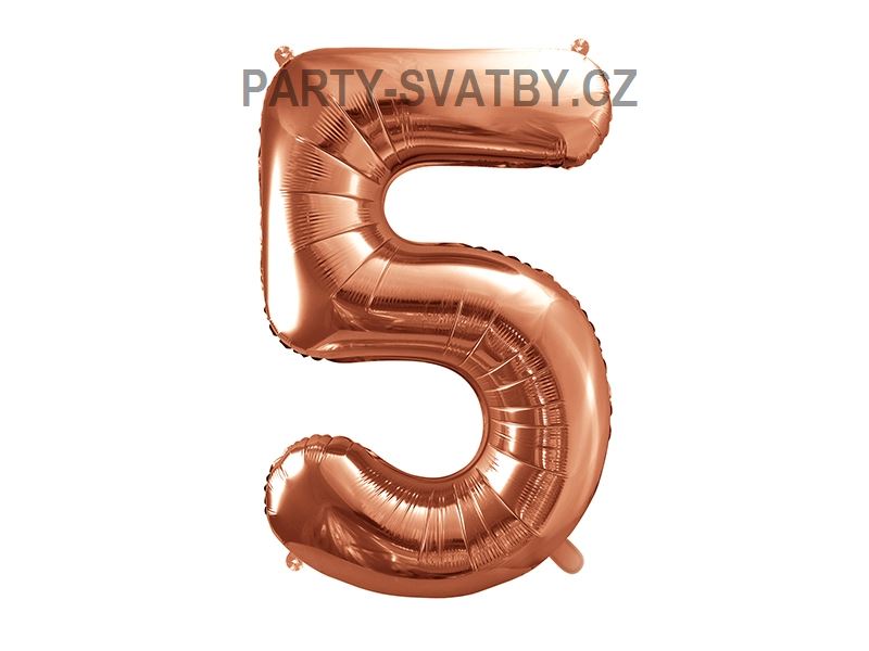 Balonek foliový 86cm číslice "5" růžovozlatá
