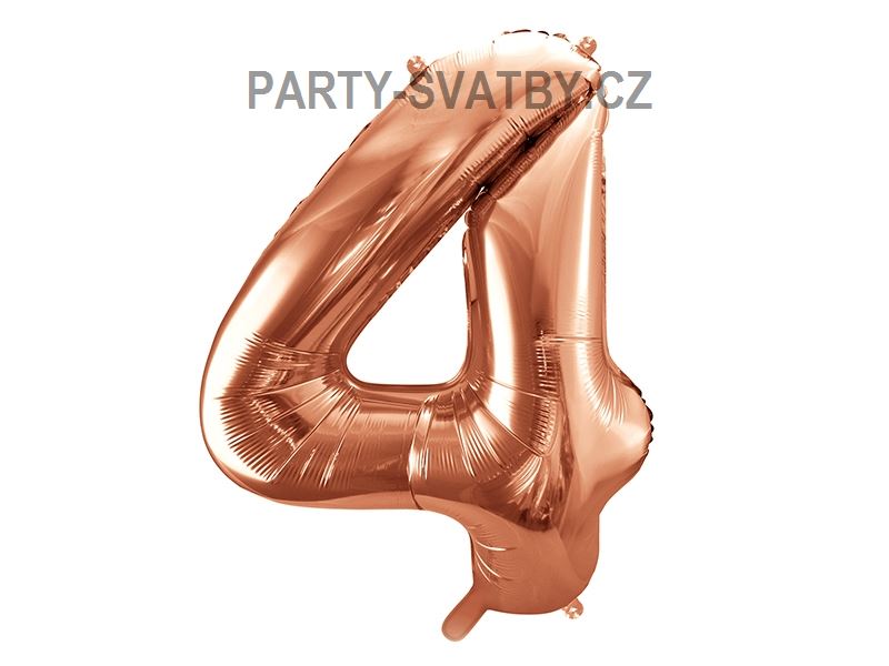 Balonek foliový 86cm číslice "4" růžovozlatá