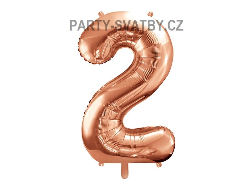 Balonek foliový 86cm číslice "2" růžovozlatá