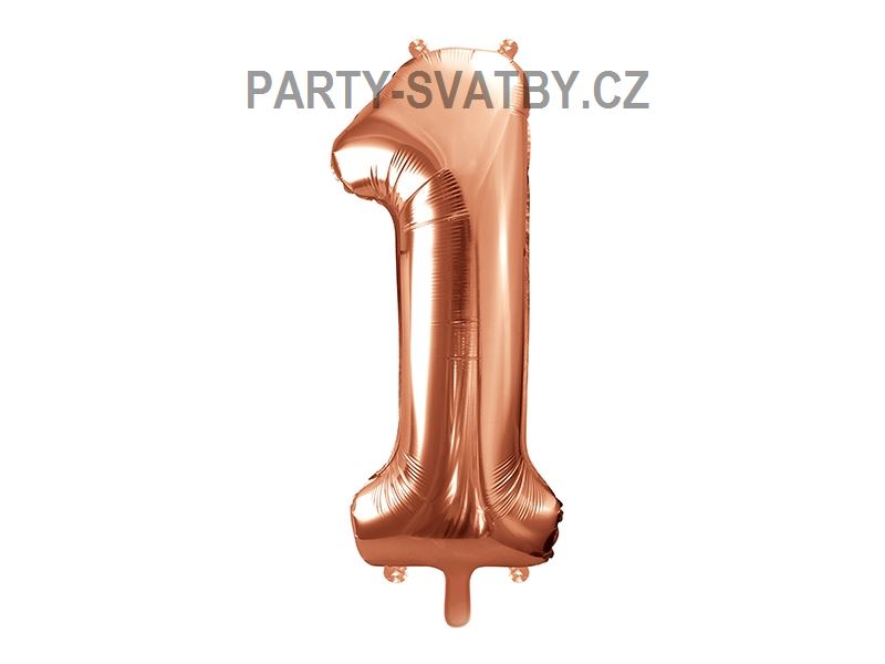 Balonek foliový 86cm číslice "1" růžovozlatá
