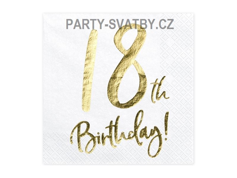 Ubrousek 33cm třívrstvý "18-narozeniny" 20 ks