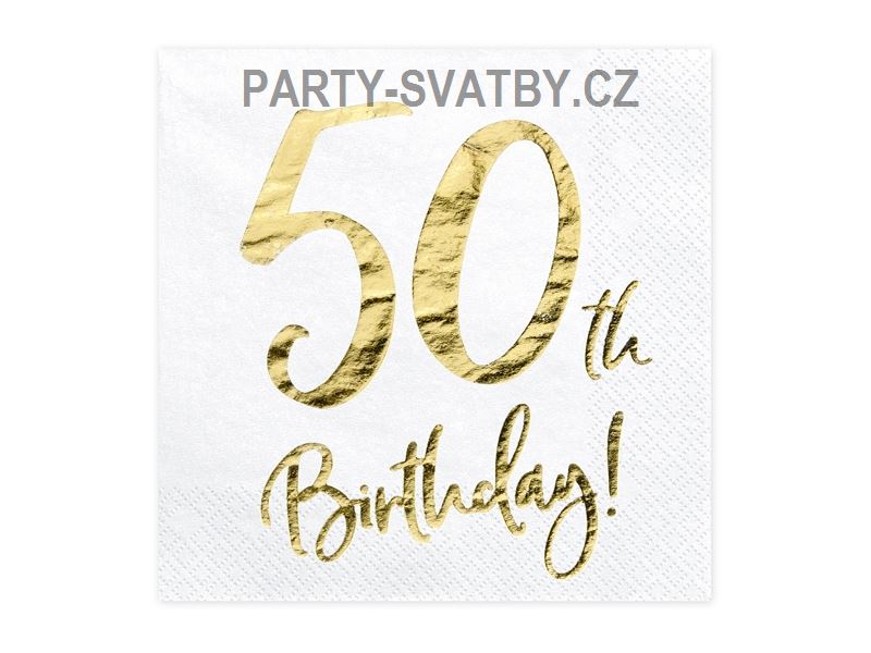 Ubrousek 33cm třívrstvý "50-narozeniny" 20 ks