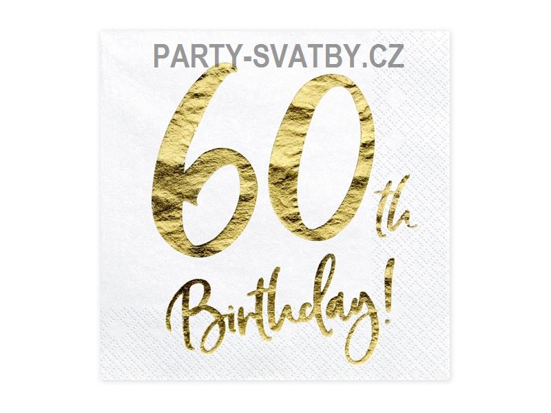 Ubrousek 33cm třívrstvý "60-narozeniny" 20 ks