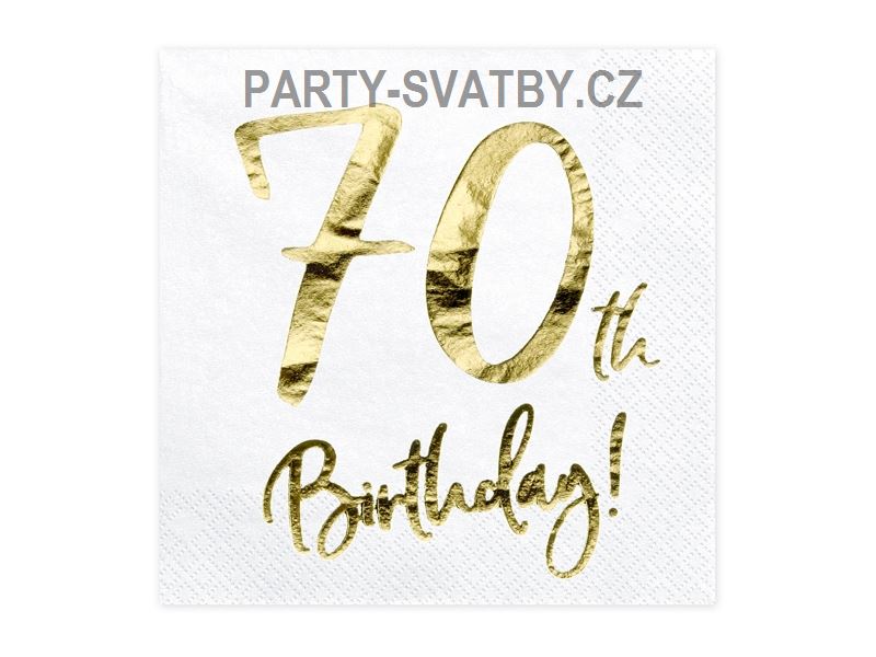 Ubrousek 33cm třívrstvý "70-narozeniny" 20 ks