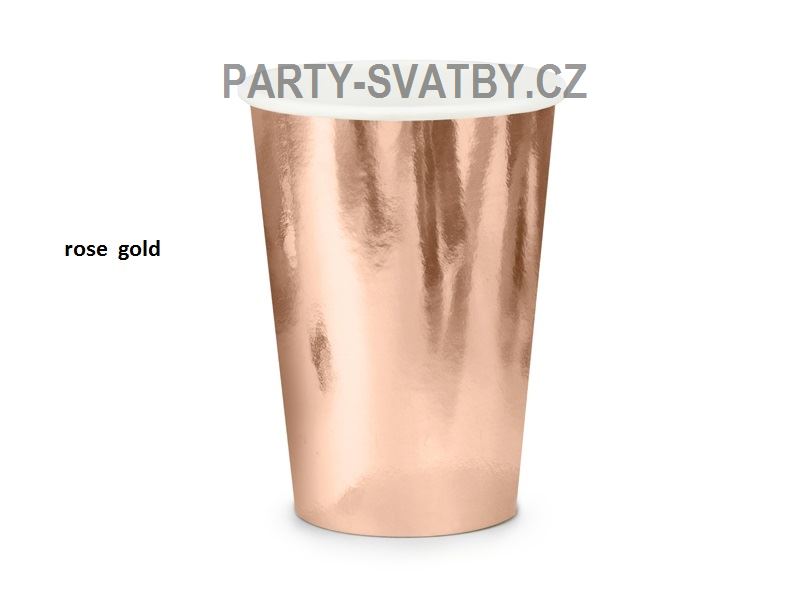 Papírový kelímek 220ml. metal rose gold 6ks