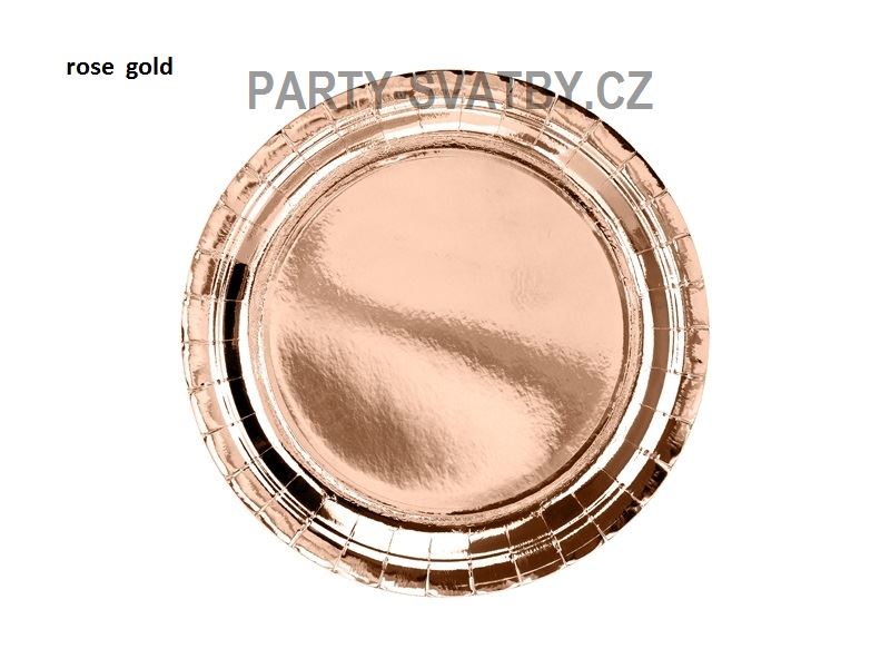 Papírový talíř 23cm metal růžovozlatá 6ks