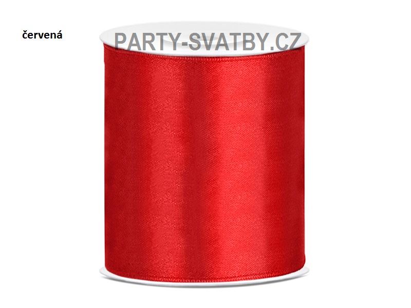 Stuha satén 100mm x 25m červená