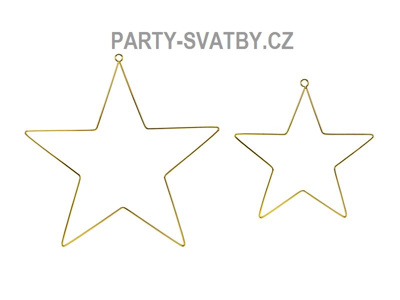 Hvězda metal zlatá 2 ks (20cm a 28cm )