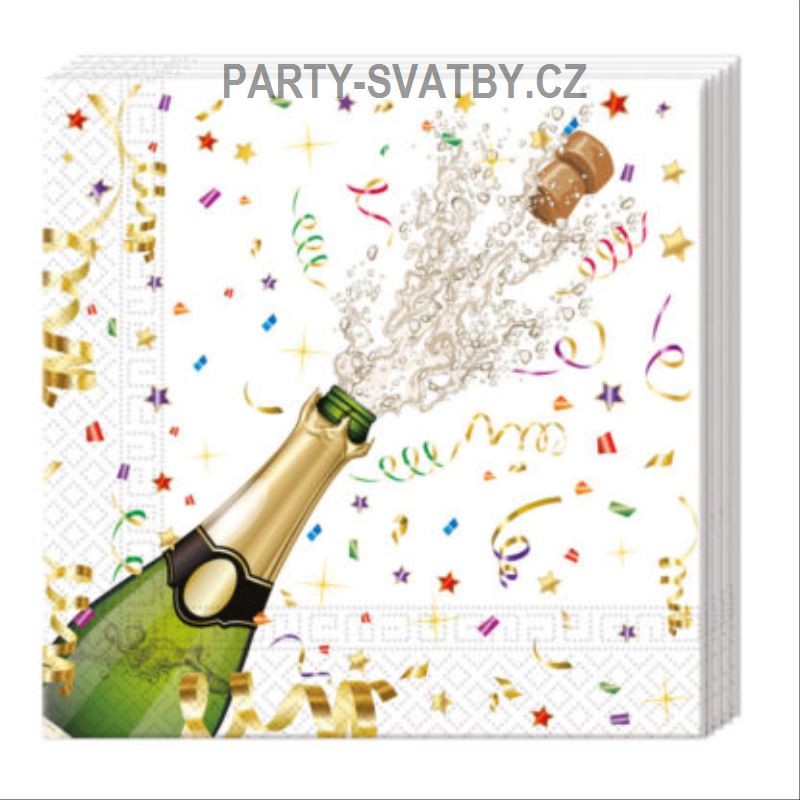 Ubrousek 33cm třívrstvý "Oslava Champagne" 20ks