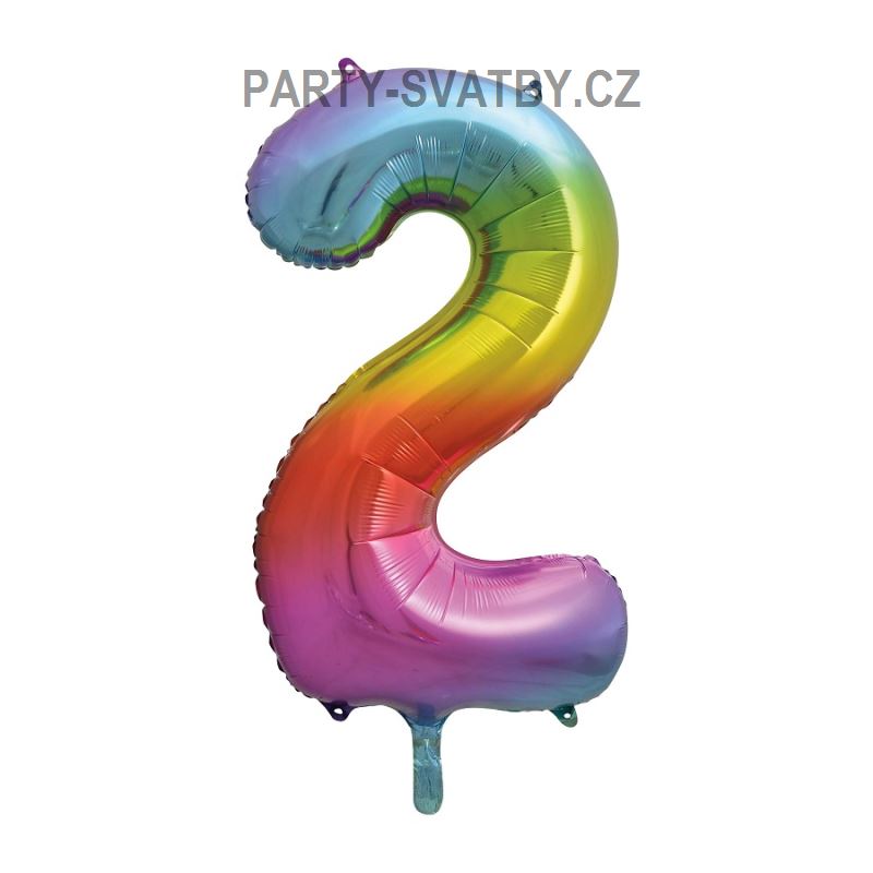 Balonek foliový 86cm číslice "2" duha