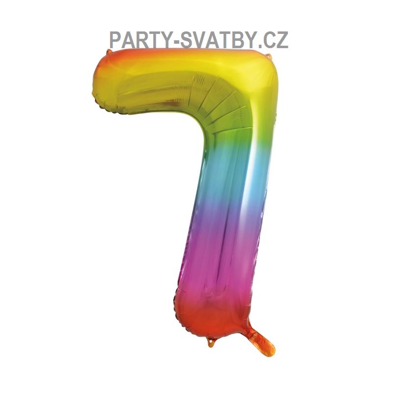 Balonek foliový 86cm číslice "7" duha