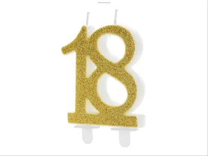 Narozeninové svíčky - číslo "18" glitter zlatá