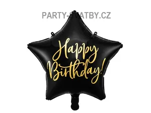 Balonek fóliový 40cm "Happy Birthday" černá
