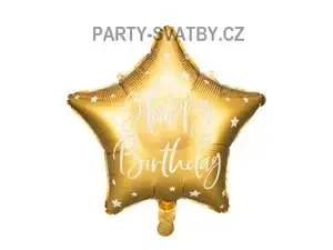 Balonek fóliový 40cm "Happy Birthday" zlatá
