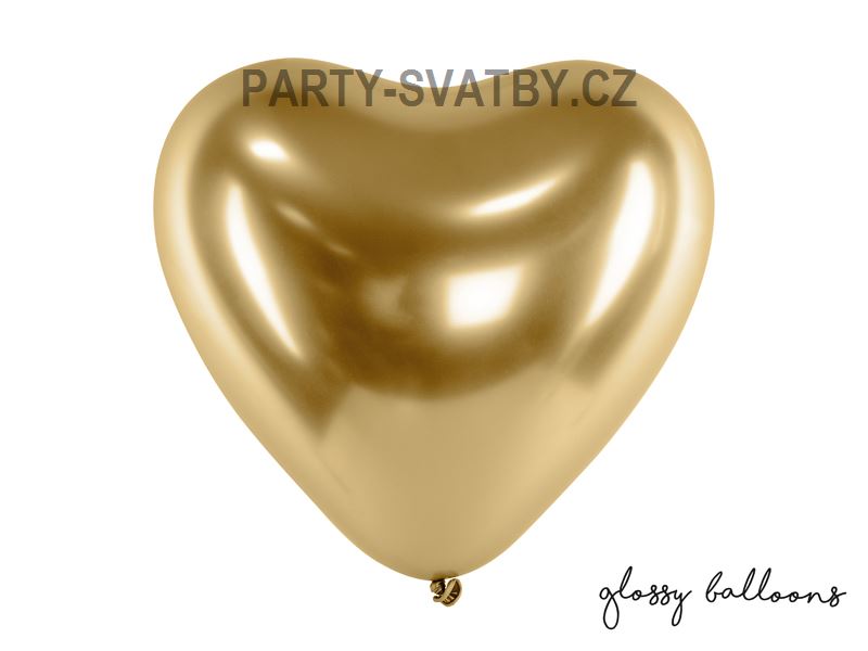 Balonek metalový lesklý 30cm "Srdce" 5ks zlatá