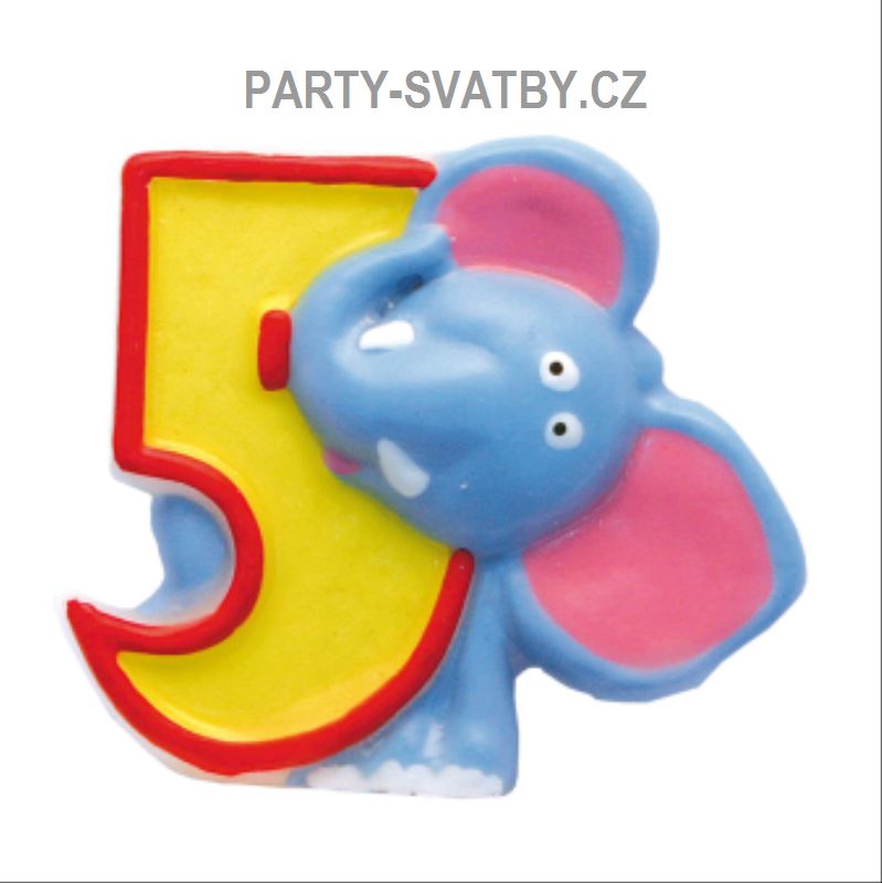 Narozeninové svíčky - číslo "5" SLON