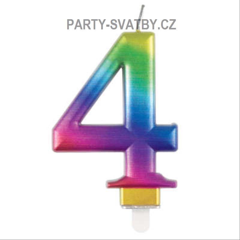 Narozeninové svíčky 8cm - číslo "4" duha