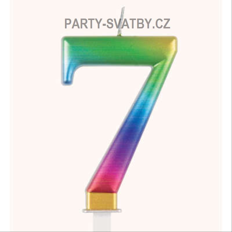 Narozeninové svíčky 8cm - číslo "7" duha