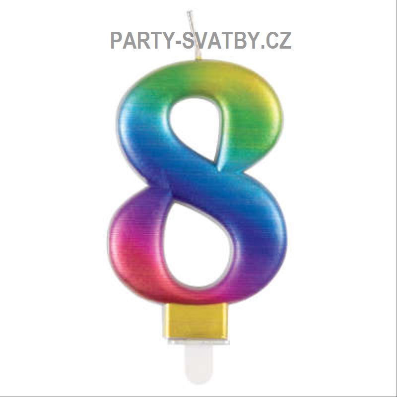 Narozeninové svíčky 8cm - číslo "8" duha