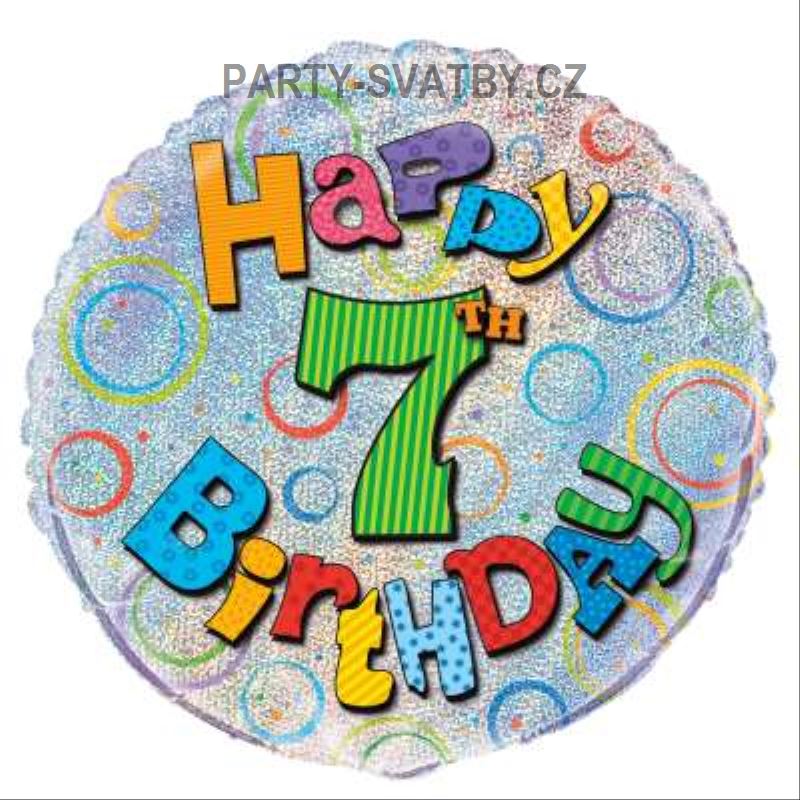 Balonek fóliový 45cm "7-narozeniny" mix barvy