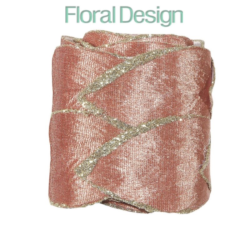 Stuha Christmas 65mm x 2m rose gold
