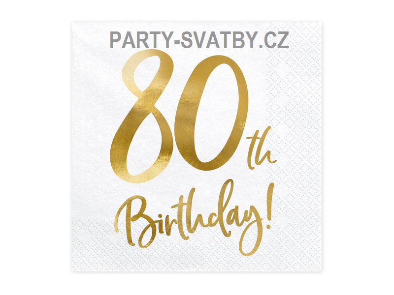Ubrousek 33cm třívrstvý "80-narozeniny" 20 ks