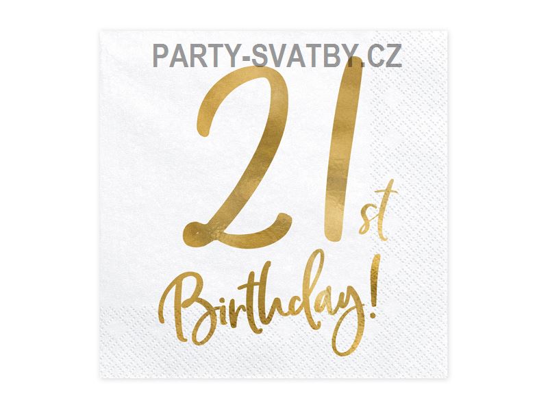 Ubrousek 33cm třívrstvý "21-narozeniny" 20 ks