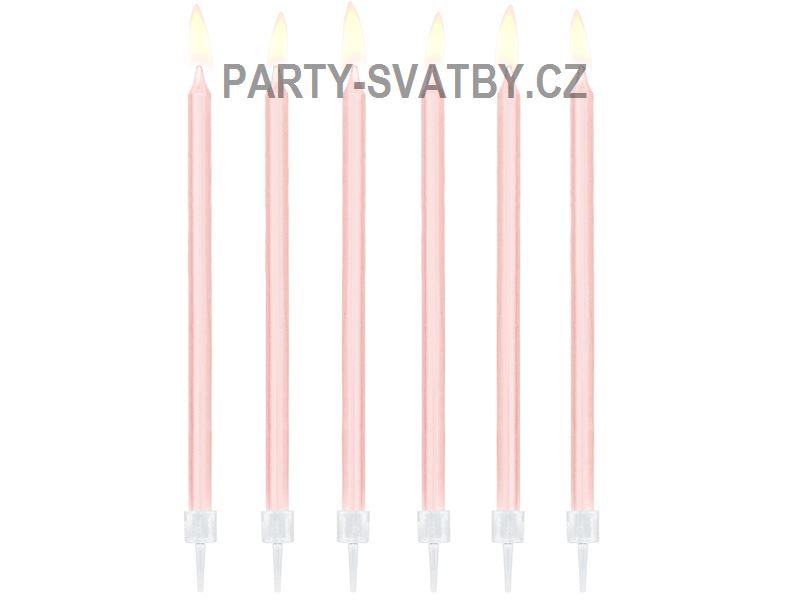 Narozeninové svíčky 14cm, 12 ks světle růžová