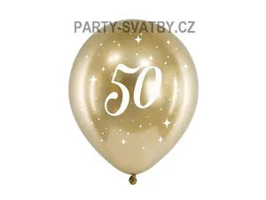 Balonek latexový 30cm lesklý "50" zlatá 6ks