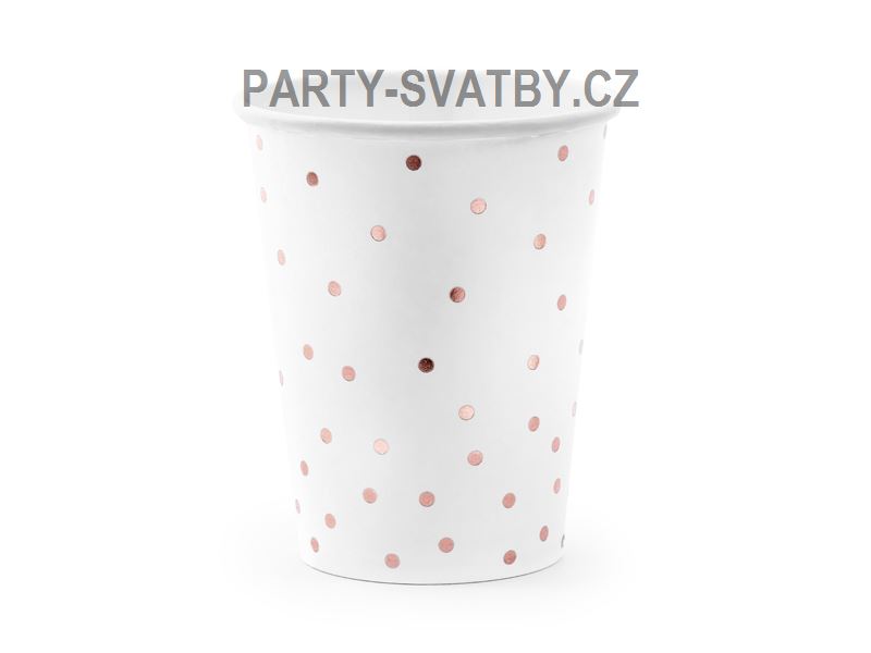 Papírový kelímek puntík 260ml. rose gold 6ks