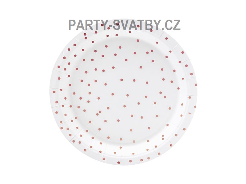 Papírový talíř 18cm puntík rose gold 6ks