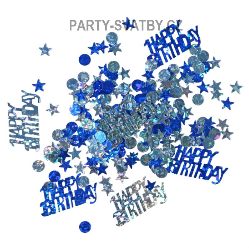 Konfety "Happy birthday" modrá 15 gr.