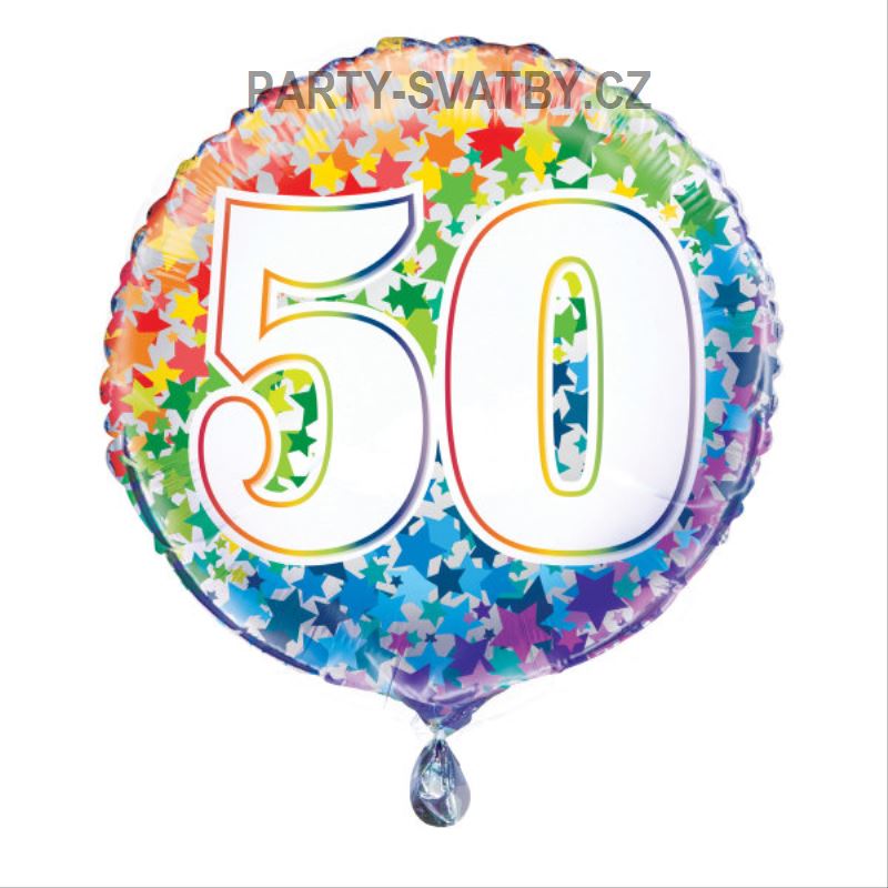 Balonek fóliový 45cm "50" duha 