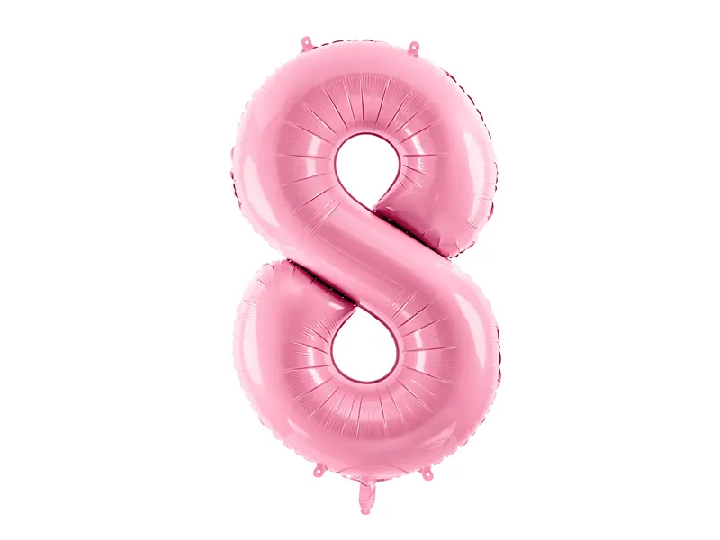 Balonek fóliový 86cm číslice "8" světle růžová