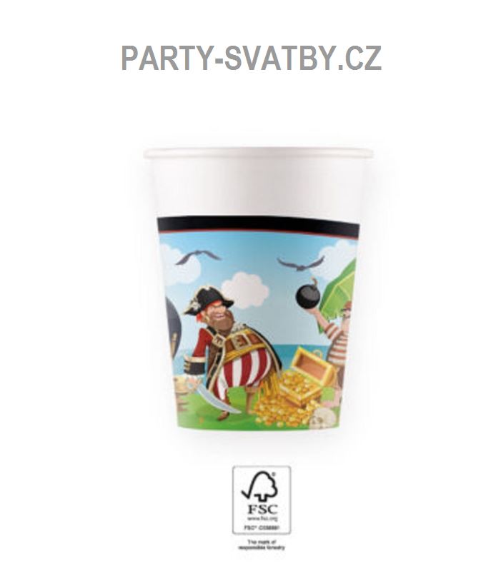 Papírový kelímek 200ml. "Piráti" 8ks