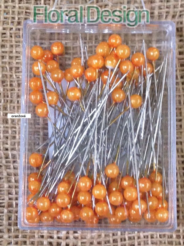 Perličky 6mm / 65mm na špendlíku 100ks oranžová