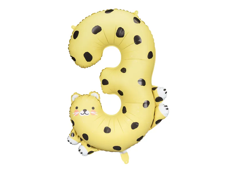 Balonek foliový 98x68cm číslice "3" Gepard