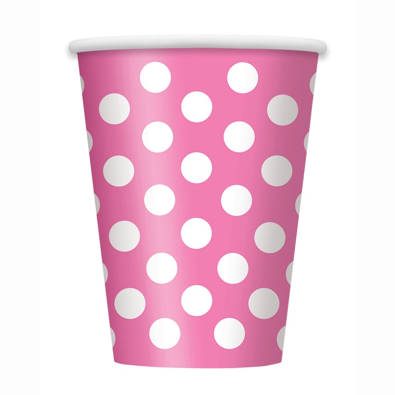 Papírový kelímek Puntík 355ml tmavě růžová 6ks