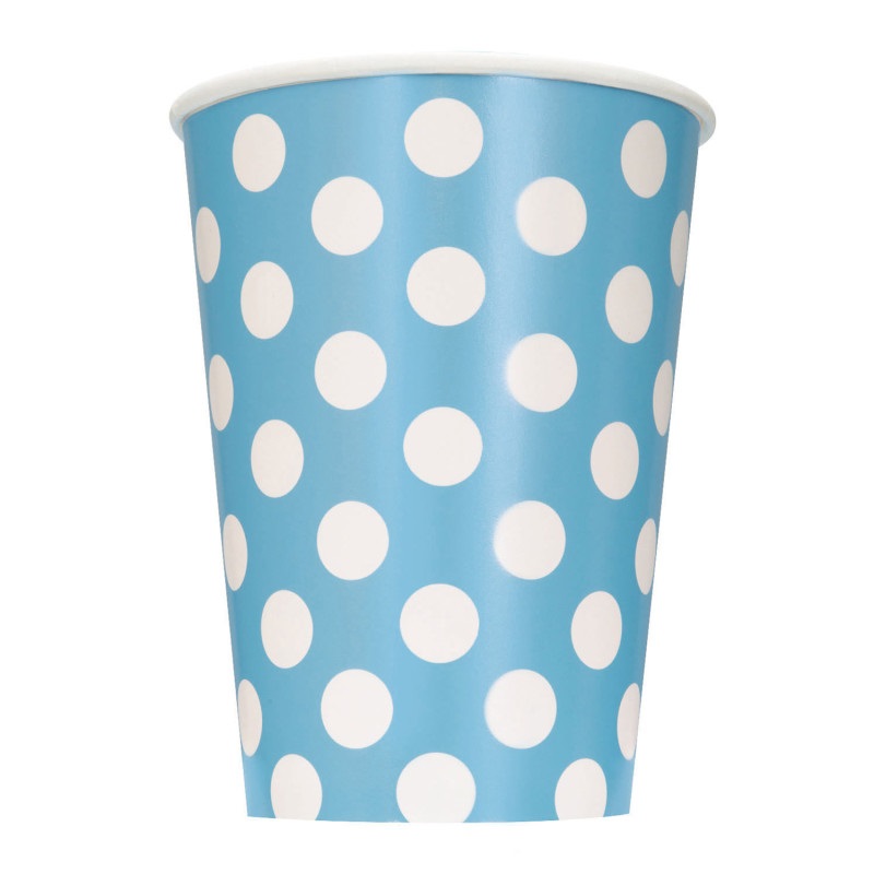 Papírový kelímek Puntík 355ml. světlá modrá 6ks