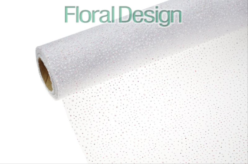 Organza 39cm x 8m glitter bílá / bílá