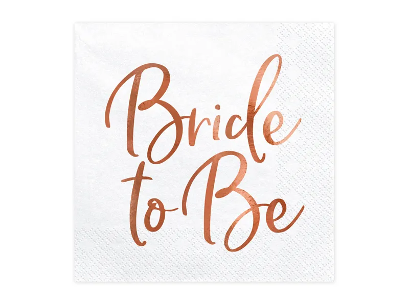 Ubrousek 33cm třívrstvý "Bride to be" 20 ks rose gold