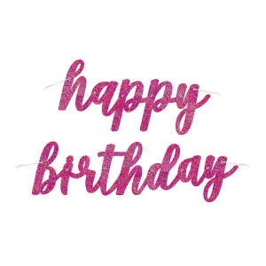 Baner "Happy birthday" 83,8cm růžová