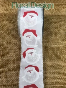 Stuha 65cm x 10m Santa stříbrný okraj