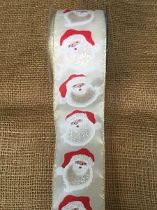 Stuha 65cm x 10m Santa zlatý okraj